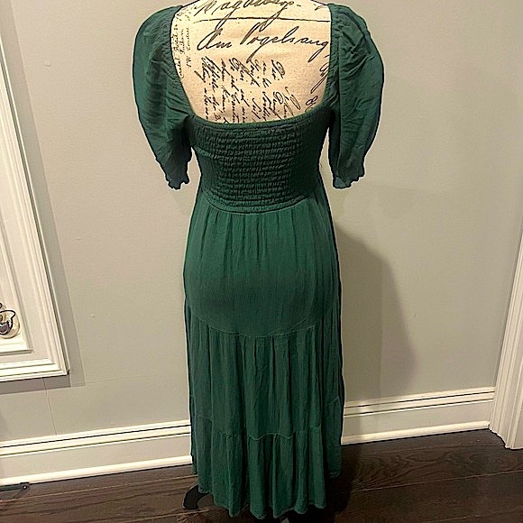 Abercrombie & Fitch Puff Sleeve Smocked Midi Dress - Picture 4 of 16